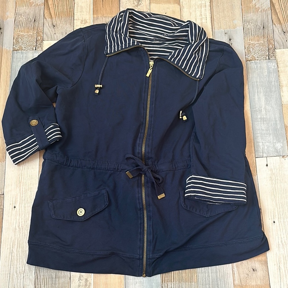 Navy Striped Collar Jacket